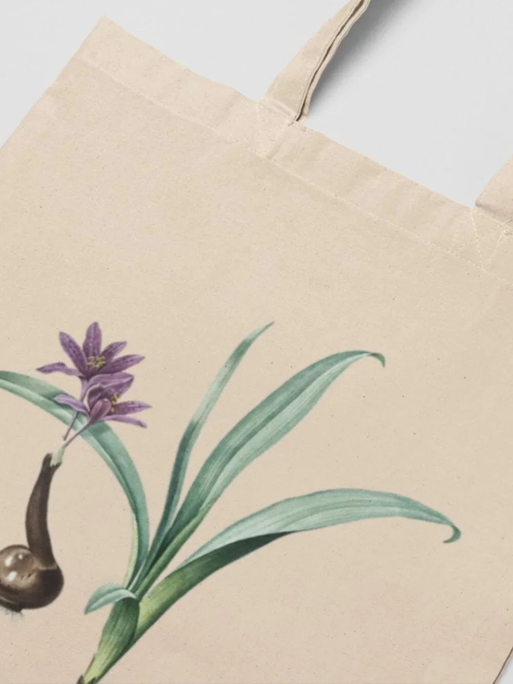 Autumn Crocus Vintage Floral Print Graphic Canvas Tote Bag